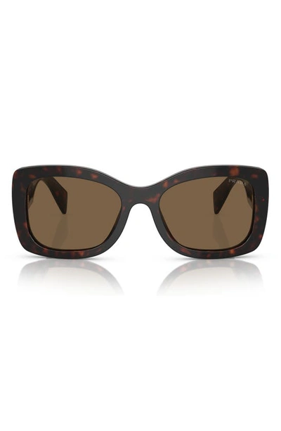 Prada 56mm Oval Sunglasses In Dark Brown