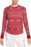 Nike Women's  Sportswear Essential Long-sleeve Holiday Top In Red