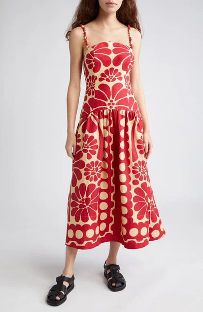 Farm Rio Palermo Drop Waist Dress In Red | ModeSens