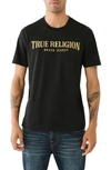True Religion Brand Jeans Gold Arch Embroidered T-shirt In Jet Black