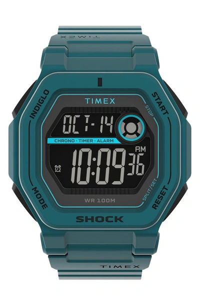 Timex Command Encounter Indiglo® Resin Strap Digital Chronograph Watch, 45mm In Blue