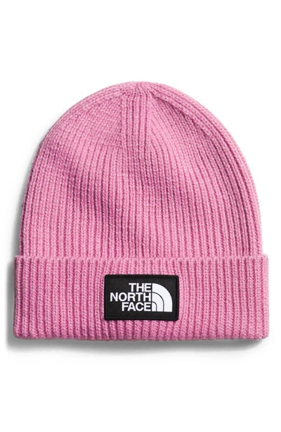 The North Face Logo Box Cuffed Beanie In Pink