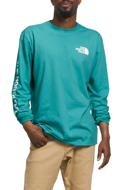 The North Face Men's Graphic Long-sleeve Hit T-shirt In Aprs Blue,tnf White