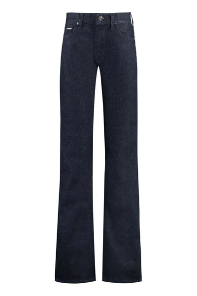 Calvin Klein 5-pocket Bootcut Trousers In Blue