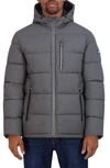 Nautica Hooded Water Resistant Puffer Jacket In Heather Grey