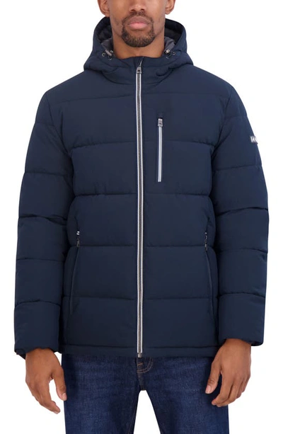 Nautica Hooded Water Resistant Puffer Jacket In Navy