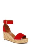 Franco Sarto Clemens Womens Espadrille Platform Sandals In Red Suede