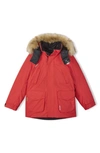 REIMA KIDS' REIMATEC SERKKU WATERPROOF & WINDPROOF INSULATED RECYCLED POLYESTER PARKA WITH REMOVABLE FAUX 