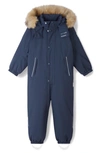 Reima Tec Stava Waterproof & Windproof Insulated Snowsuit With Faux Fur Trim In Navy