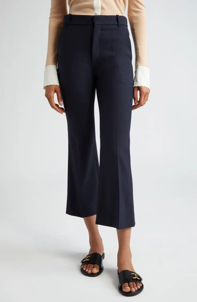 Chloé Flared Trousers In Abyss_blue