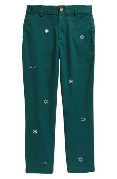 Vineyard Vines Boys' Snowflake Embroidery Breaker Chino Pants - Little Kid, Big Kid In Snowflake/green