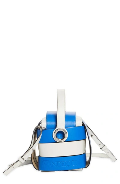 Jw Anderson Knot Leather Crossbody Bag In Blue/ White