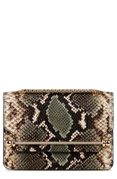 Strathberry Mini East/west Snake Embossed Leather Shoulder Bag In Green