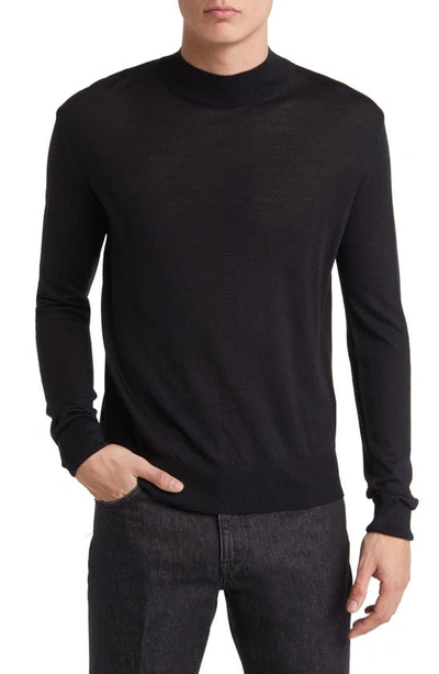 Blk Dnm Wool & Silk Mock Neck Jumper In Black