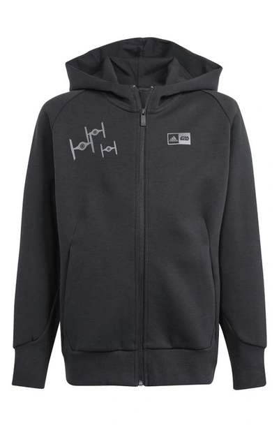Adidas Originals X Star Wars™ Kids' Z.n.e. Zip-up Graphic Hoodie In Black