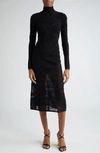 BALMAIN BAROQUE LONG SLEEVE JACQUARD KNIT MIDI DRESS