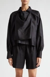 Max Mara Silk And Cotton Shirt With Jabot In Black