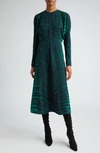 Victoria Beckham Tiger-print Dolman Sleeve Midi Dress In Green/navy