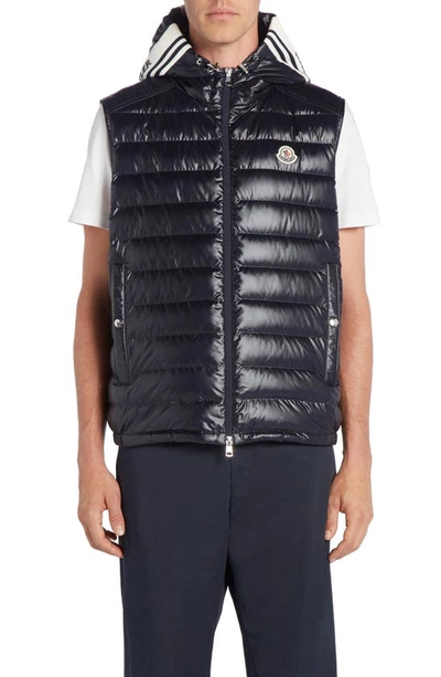 Moncler Clai Quilted Full Zip Hooded Down Vest In Black