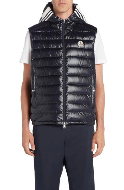 Moncler Clai Quilted Full Zip Hooded Down Waistcoat In Black