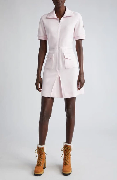 Moncler Short-sleeve Mini Shirtdress In Rosa