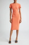 Victoria Beckham Fitted T-shirt Sheath Dress In Papaya