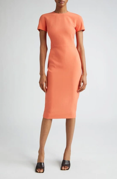 Victoria Beckham Fitted T-shirt Sheath Dress In Papaya