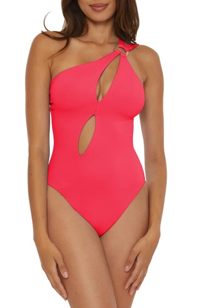 Soluna One-shoulder Cutout One-piece Swimsuit In Geranium