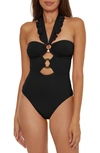 Soluna Ruffle Strappy One-piece Swimsuit In Black
