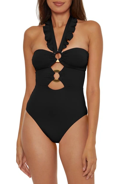 Soluna Ruffle Strappy One-piece Swimsuit In Black