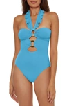 Soluna Ruffle Strappy One-piece Swimsuit In Crystal Seas