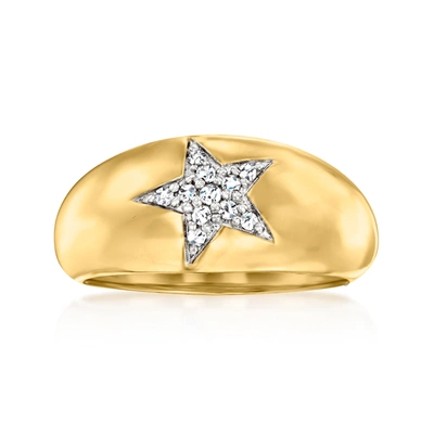 Ross-simons Diamond Star Ring In 18kt Gold Over Sterling In Silver