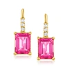 Ross-simons Pink And White Topaz Drop Earrings In 18kt Gold Over Sterling In Pink