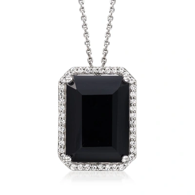 Ross-simons Onyx Pendant Necklace With . White Topaz In Sterling Silver In Multi