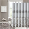 Home Outfitters Off White/gray 100% Cotton Printed Shower Curtain With Trims 72" W X 72" L, Shower Curtain For Bathr