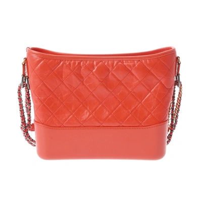 Pre-owned Chanel Gabrielle Leather Shoulder Bag () In Orange
