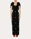 Huishan Zhang Adelaide Crystal Embellished Cape Gown In Black