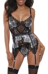 SEVEN 'TIL MIDNIGHT SEVEN ‘TIL MIDNIGHT LACE BASQUE & THONG SET