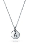 Bling Jewelry Minimalist Sterling Silver Initial Pendant Necklace In Silver - A