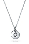 BLING JEWELRY MINIMALIST STERLING SILVER INITIAL PENDANT NECKLACE