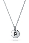 BLING JEWELRY MINIMALIST STERLING SILVER INITIAL PENDANT NECKLACE