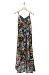 BOHO ME LEAF PRINTED HI-LO FLOUNCE HEM DRESS