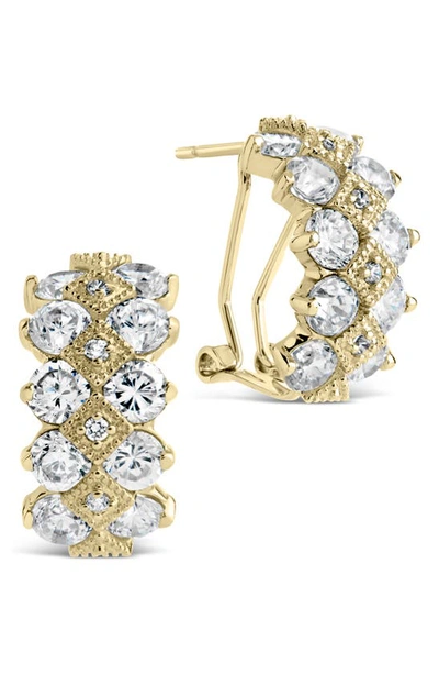 Sterling Forever 14k Plated Cz Lena Statement Hoops In Gold