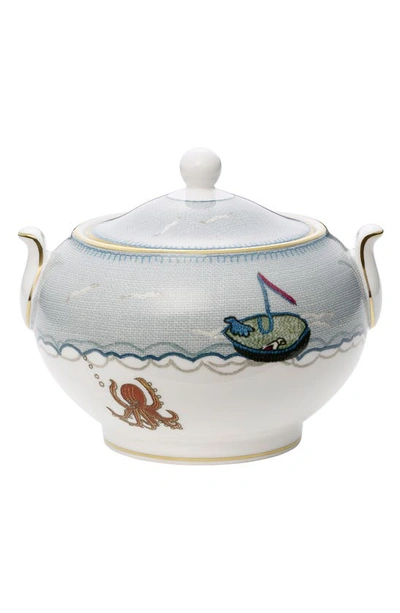 Wedgwood Sailors Farewell Covered Sugar Bowl In Grey