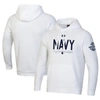 UNDER ARMOUR UNDER ARMOUR  WHITE NAVY MIDSHIPMEN SILENT SERVICE ALL DAY PULLOVER HOODIE