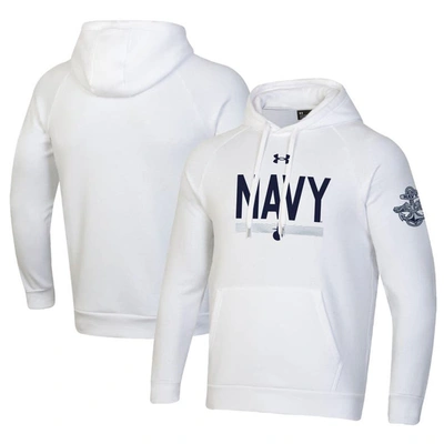 UNDER ARMOUR UNDER ARMOUR  WHITE NAVY MIDSHIPMEN SILENT SERVICE ALL DAY PULLOVER HOODIE
