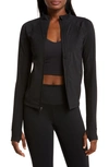 Lacoste Rib Panel Zip Jacket In Black
