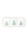 Vietri Lastra Holiday Small Three-part Server In White/ Green