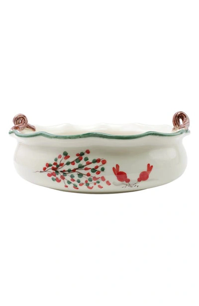 Vietri Old St. Nick Large Fireplace Handled Scallop Bowl