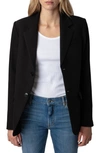 Zadig & Voltaire Viva Crystal Arrow Jacket In Noir
